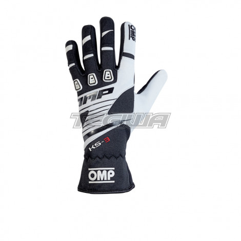 MEGA DEALS - OMP KS-3 Karting Gloves Black/White - Extra Large