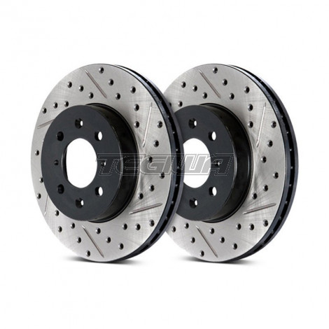 MEGA DEALS - Stoptech Drilled &amp; Slotted Brake Discs (Rear Pair) BMW 325 330 335 (E90, E91, E92, E93) 05-13