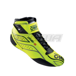 MEGA DEALS - OMP One-S Racing Boots FIA 8856-2018 Fluorescent Yellow - EU Size 41